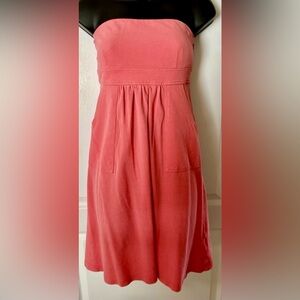 J Crew women's strapless seersucker Coral with pockets size 0